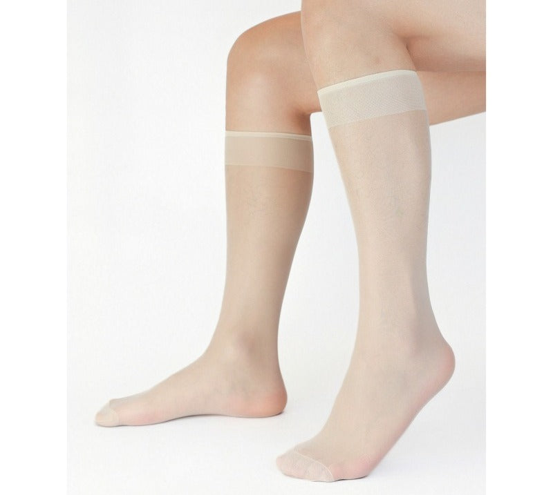 Lunepebbla sheer white nylon dress socks for men knee-high lightweight