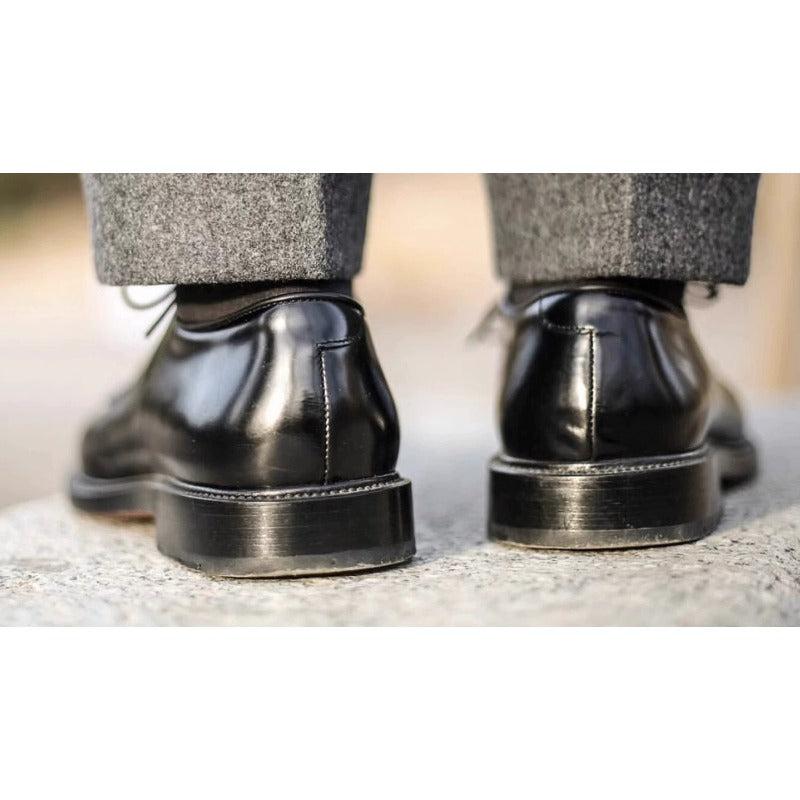 Handmade Black Leather Derby Shoes for Men