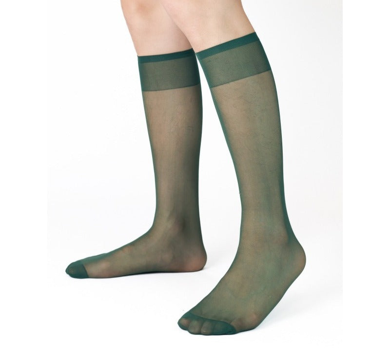 Lunepebbla seven sheer nylon dress socks collection in grey nude black white charcoal red green