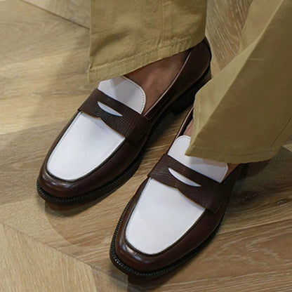 Handmade Suede & Leather Dual-Texture Penny Loafers