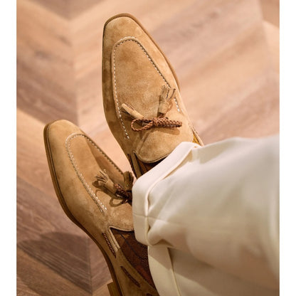 Handmade Lambskin Suede Tassel Loafers