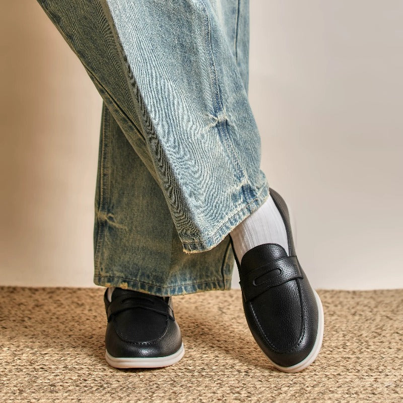 Handmade Pebble-Grain Leather Penny Loafers