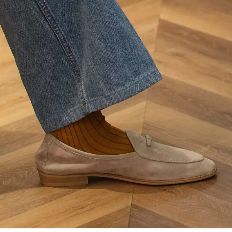 Handmade Suede Tassel Loafers for Men