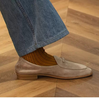 Handmade Suede Tassel Loafers for Men