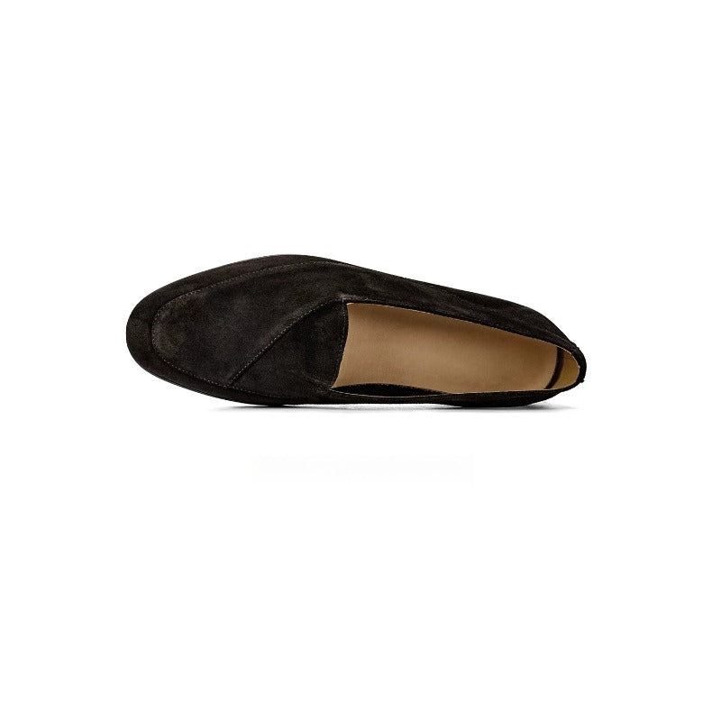 Handmade Dark Brown Suede Belgian Loafers for Men