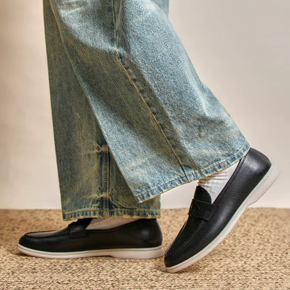 Handmade Pebble-Grain Leather Penny Loafers