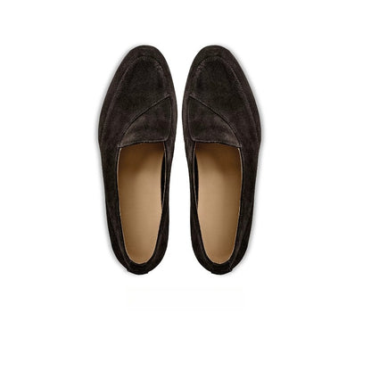 Handmade Dark Brown Suede Belgian Loafers for Men