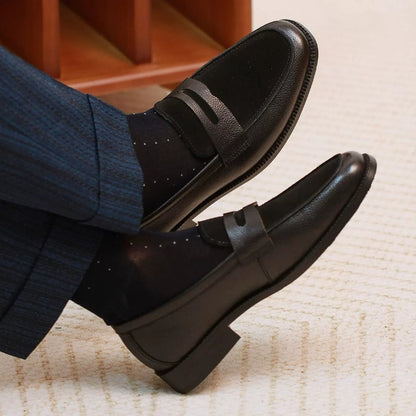 Handmade Suede & Leather Dual-Texture Penny Loafers