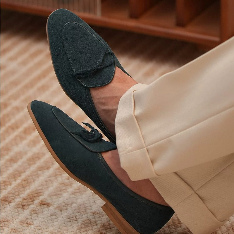 Handmade Suede Belgian Loafers for Men