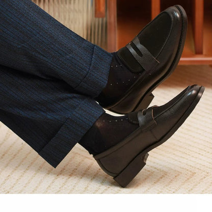 Handmade Suede & Leather Dual-Texture Penny Loafers