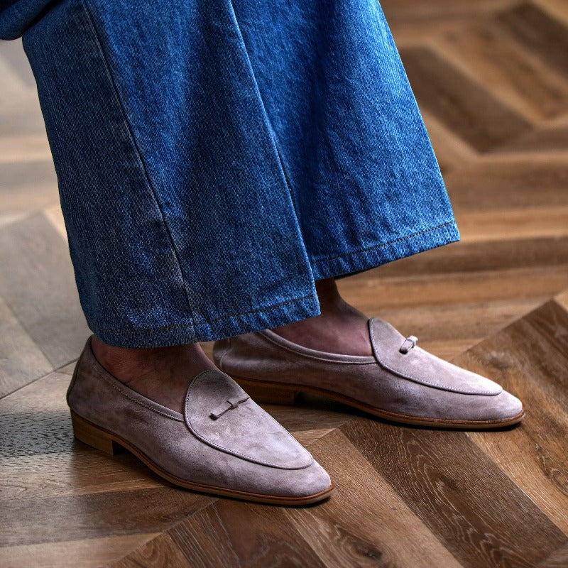 Handmade Suede Tassel Loafers for Men