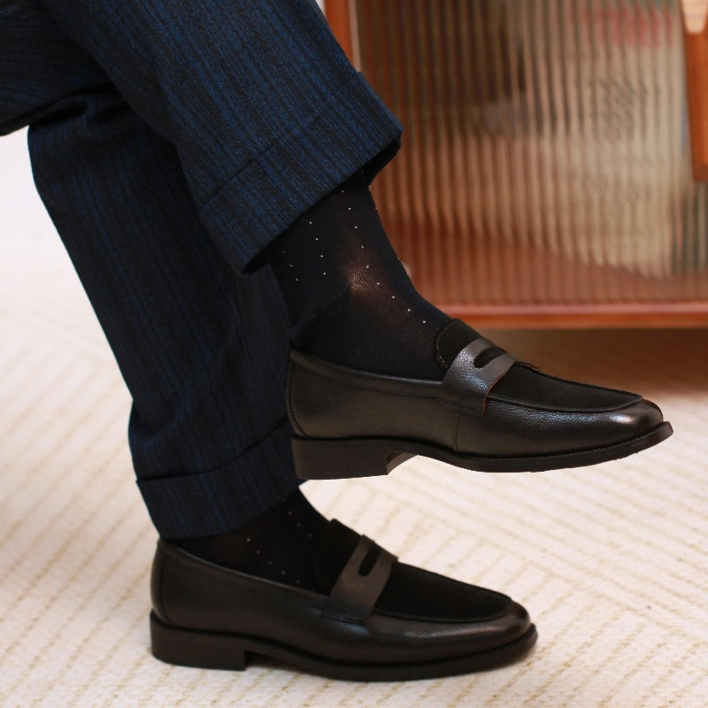Handmade Suede & Leather Dual-Texture Penny Loafers