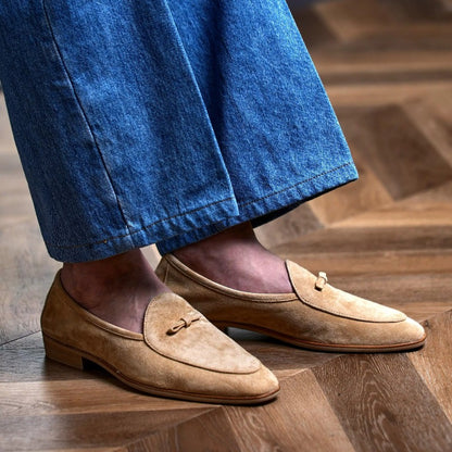 Handmade Suede Tassel Loafers for Men