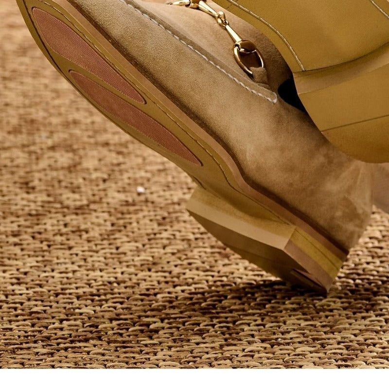 Handmade Lambskin Suede Horsebit Loafers