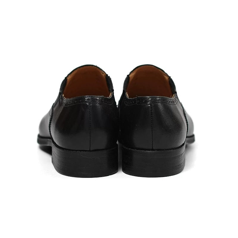 Handmade Black Cap-Toe Oxford Brogue Shoes for Men