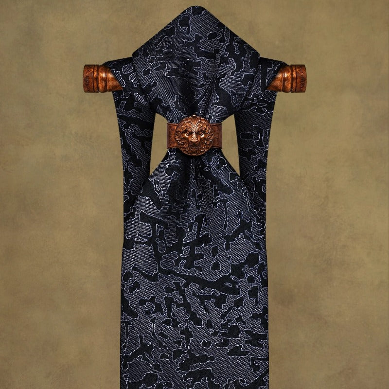 Lunepebbla abstract textured silk necktie close-up showing jacquard woven texture pattern