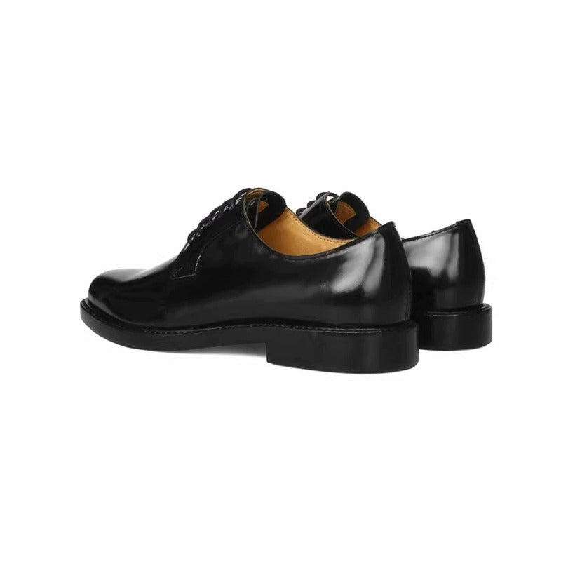 Handmade Black Leather Derby Shoes for Men