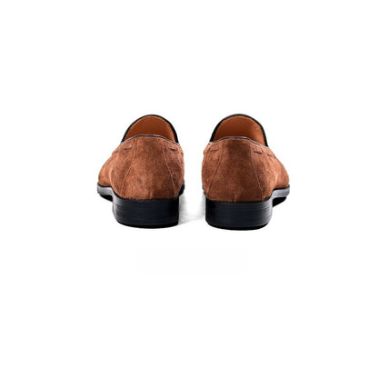 Lunepebbla handmade black high-lustre cowhide suede tassel loafers with tonal tassels