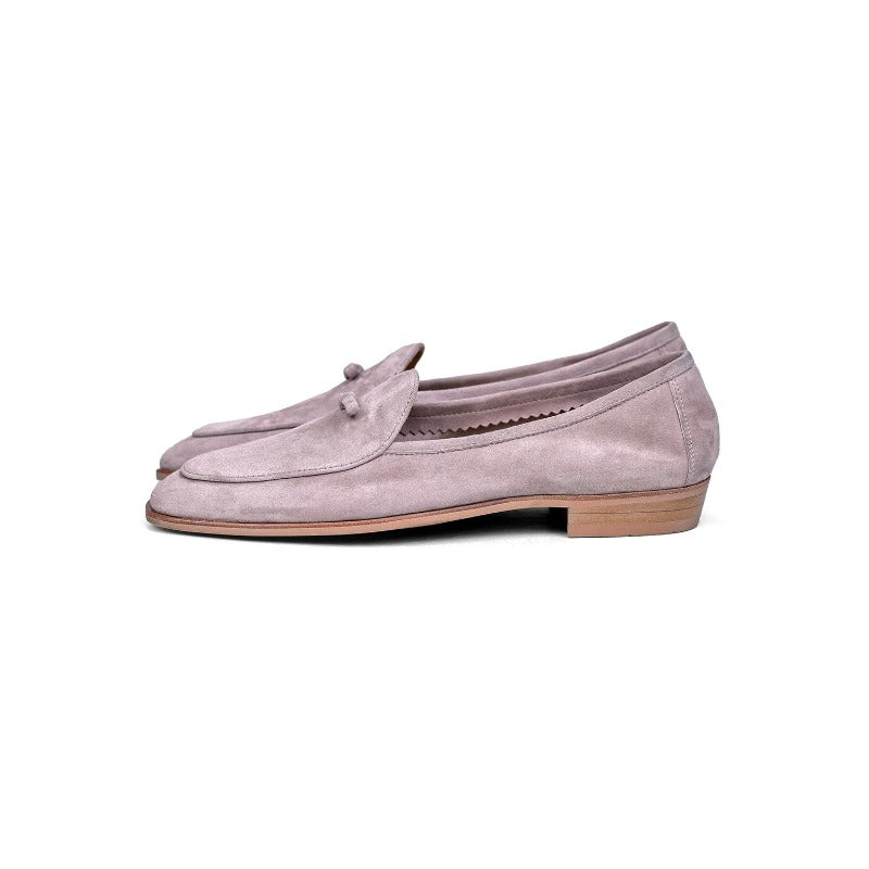Lunepebbla sand suede tassel loafers worn with casual outfit showing relaxed elegance