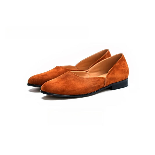 Lunepebbla black leather pointed-toe loafers rear view showing heel profile and construction