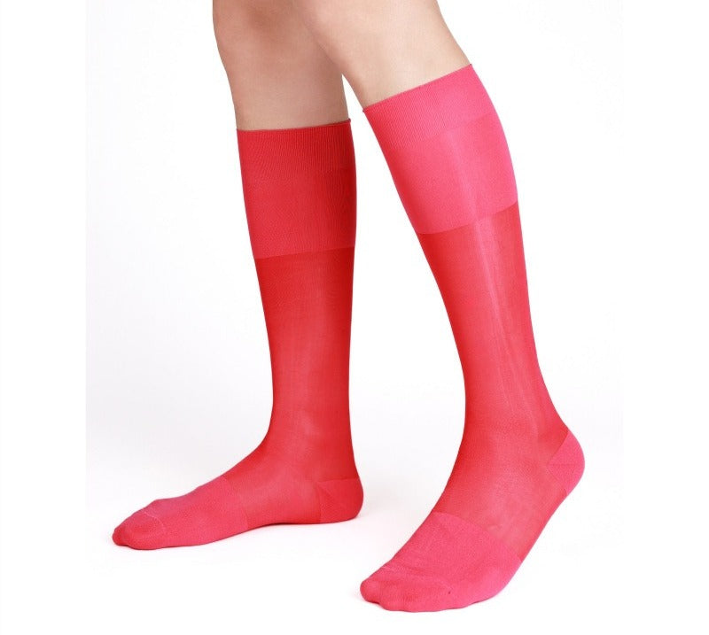 Lunepebbla semi-opaque black nylon dress socks with dense opaque finish knee-high