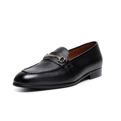 Lunepebbla black leather horsebit loafers sole view showing flexible rubber outsole