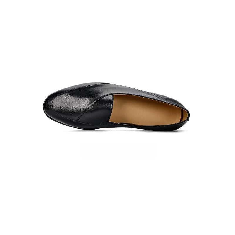 Handmade Black Leather Belgian Loafers for Men