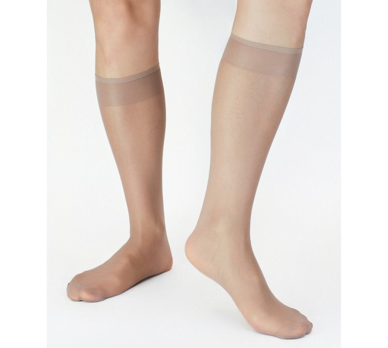 Lunepebbla sheer charcoal nylon dress socks for men showing dark translucent finish