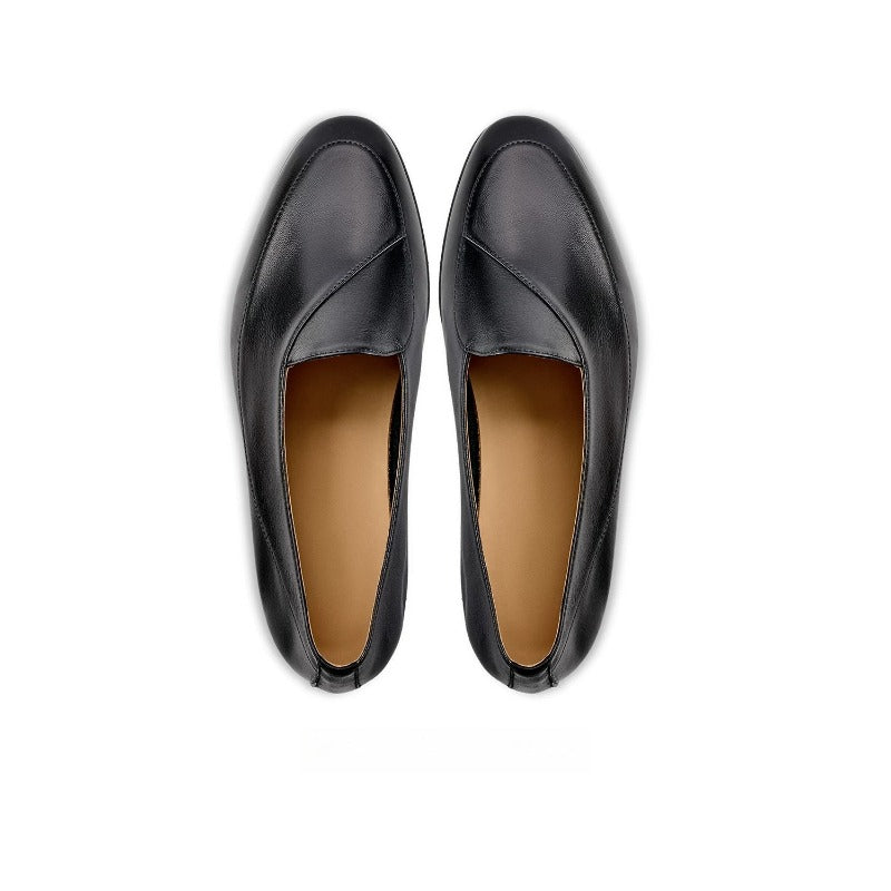 Handmade Black Leather Belgian Loafers for Men