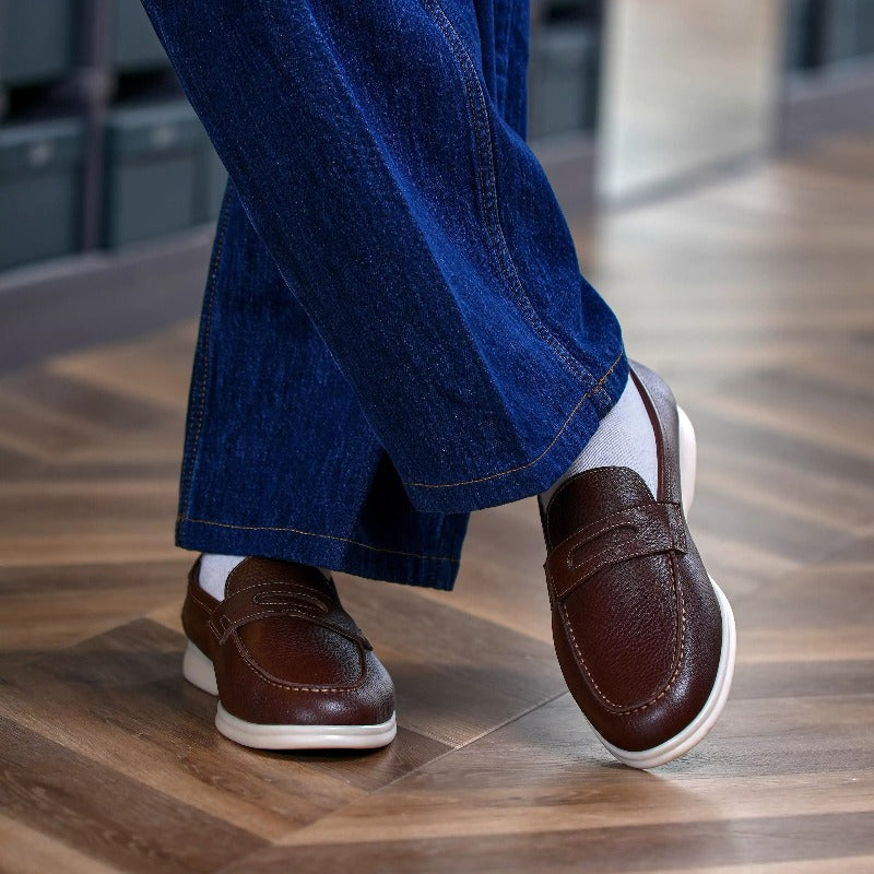 Handmade Pebble-Grain Leather Penny Loafers