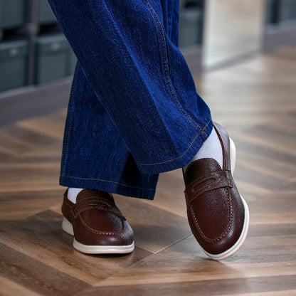 Handmade Pebble-Grain Leather Penny Loafers